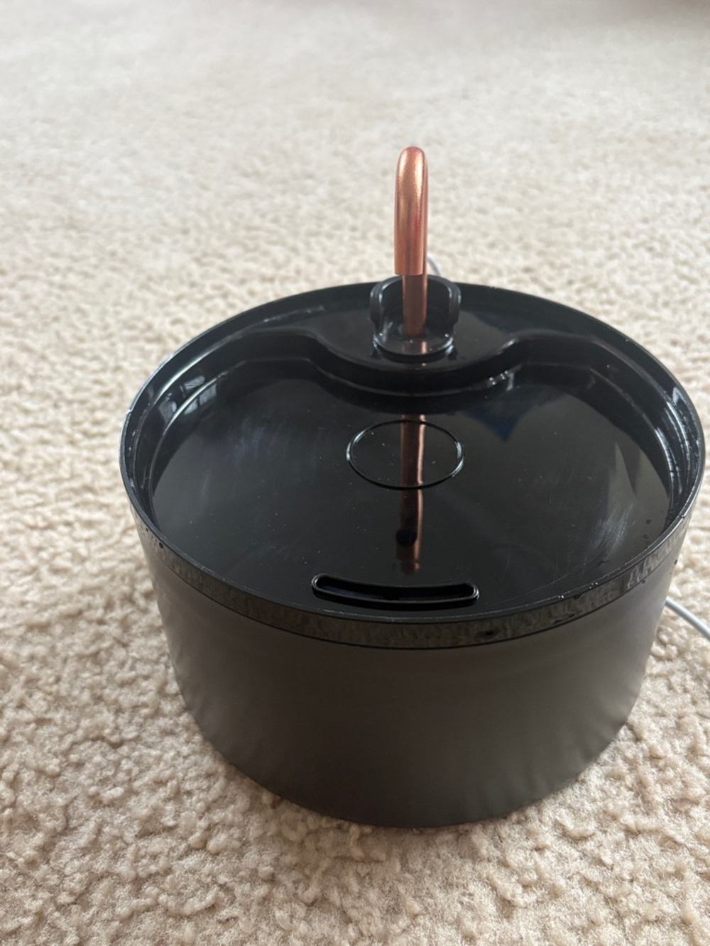 Black Round Pet Water Fountain with Rose Gold Spout